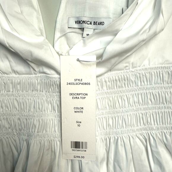 VERONICA BEARD Evra V-neck White Peplum Top - Picture 12 of 12